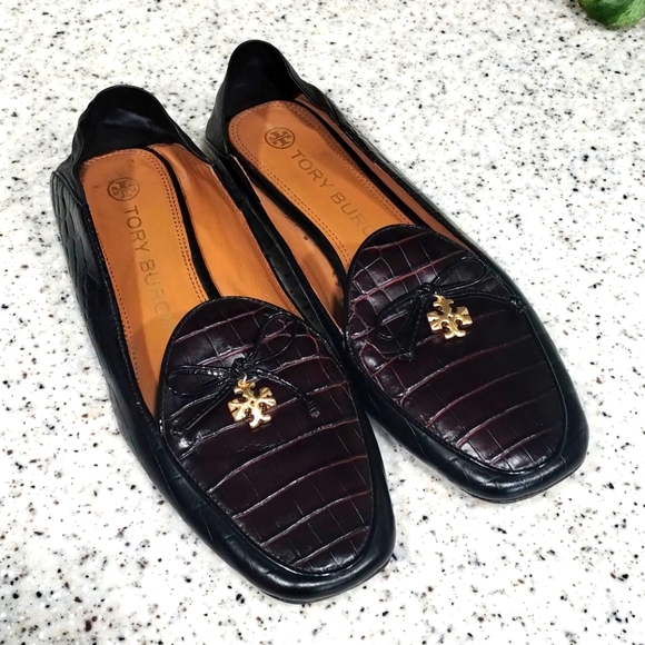 Tory Burch Croc Embossed Charm 5mm Loafer
Mule Shoe Flats Black/Brown Size 8.5 - Picture 5 of 11